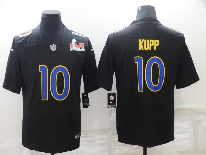 Nike Los Angeles Rams 10 Cooper Kupp Black 2022 Super Bowl LVI Vapor Limited Jersey