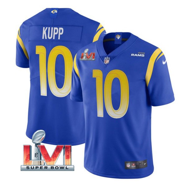 Nike Los Angeles Rams 10 Cooper Kupp Royal 2022 Super Bowl LVI Vapor Limited Jersey