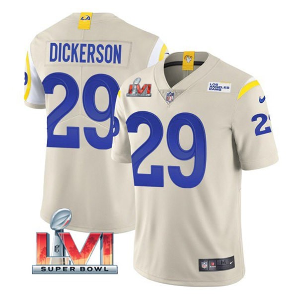 Nike Los Angeles Rams 29 Eric Dickerson Bone 2022 Super Bowl LVI Vapor Limited Jersey