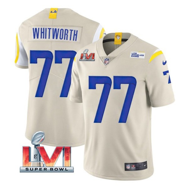 Nike Los Angeles Rams 77 Andrew Whitworth Bone 2022 Super Bowl L