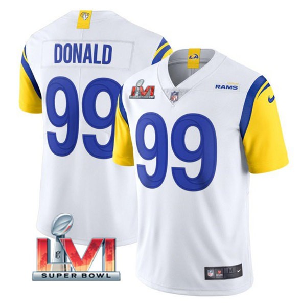 Nike Los Angeles Rams 99 Aaron Donald White 2022 Super Bowl LVI Vapor Limited Jersey