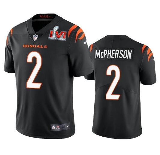 Nike Cincinati Bengals 2 Evan McPherson Black 2022 Super Bowl LVI Vapor Limited Jersey