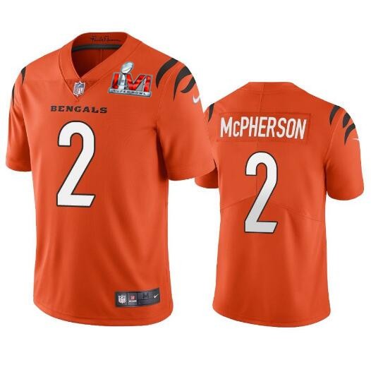 Nike Cincinati Bengals 2 Evan McPherson Orange 2022 Super Bowl LVI Vapor Limited Jersey