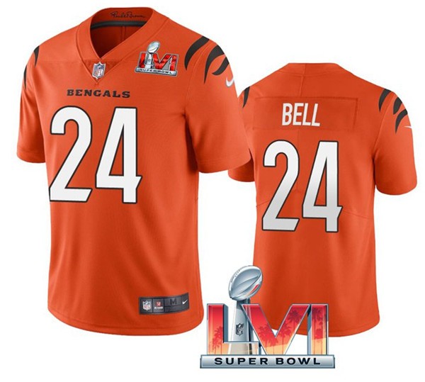 Nike Cincinati Bengals 24 Vonn Bell Orange 2022 Super Bowl LVI Vapor Limited Jersey