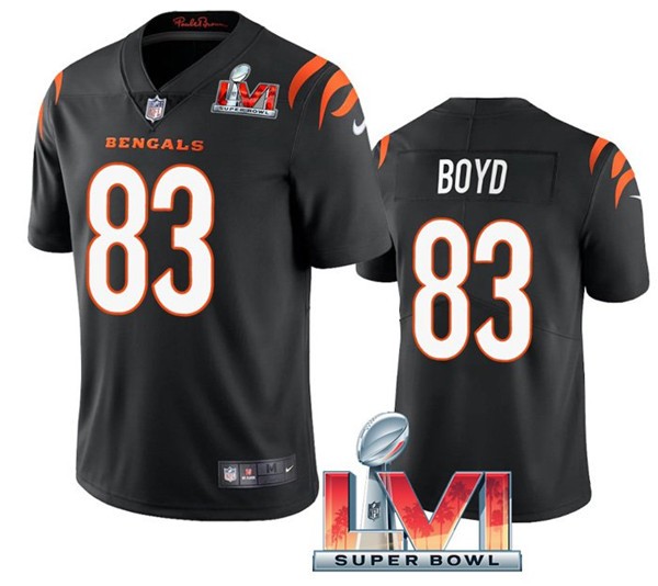 Nike Cincinati Bengals 83 Tyler Boyd Black 2022 Super Bowl LVI Vapor Limited Jersey