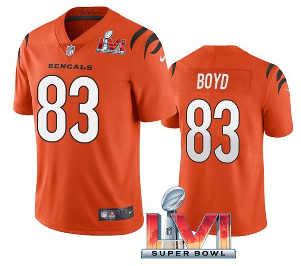 Nike Cincinati Bengals 83 Tyler Boyd Orange 2022 Super Bowl LVI Vapor Limited Jersey