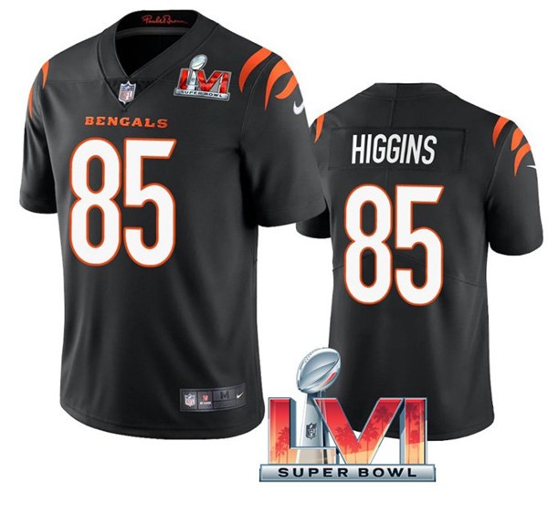 Nike Cincinati Bengals 85 Tee Higgins Black 2022 Super Bowl LVI 