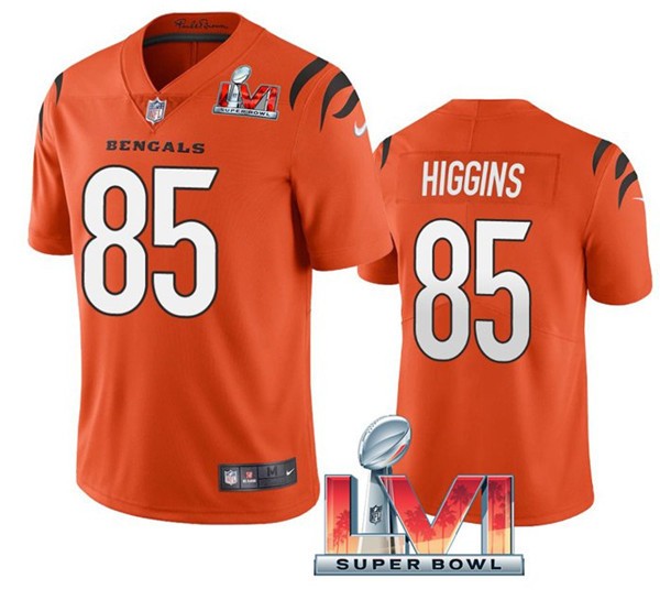 Nike Cincinati Bengals 85 Tee Higgins Orange 2022 Super Bowl LVI Vapor Limited Jersey