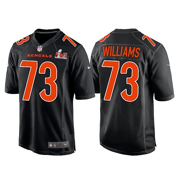 Men Cincinnati Bengals 73 Jonah Williams 2022 Black Super Bowl LVI Game Stitched Jersey