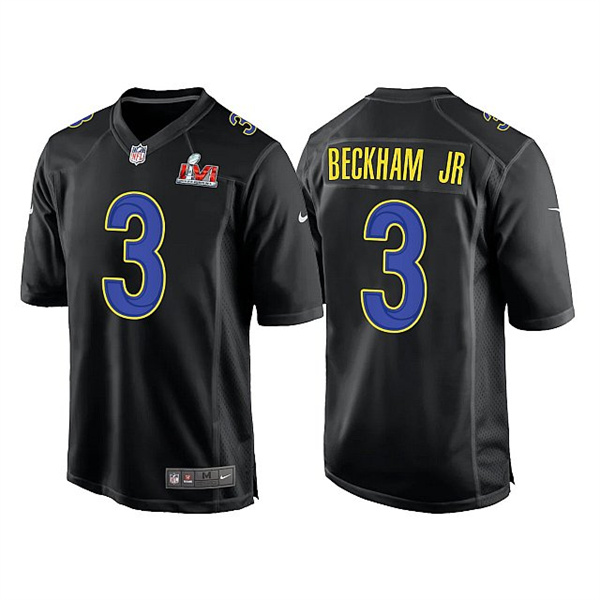 Men Los Angeles Rams 3 Odell Beckham Jr  2022 Black Super Bowl L