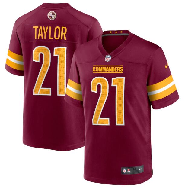 Men Washington Commanders 21 Sean Taylor 2022 Burgundy Game Stitched Jersey