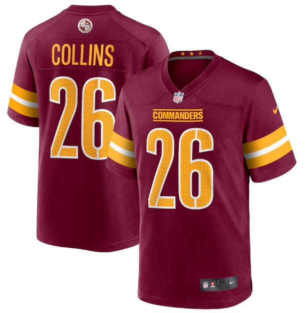 Men Washington Commanders 26 Landon Collins 2022 Burgundy Game Stitched Jersey