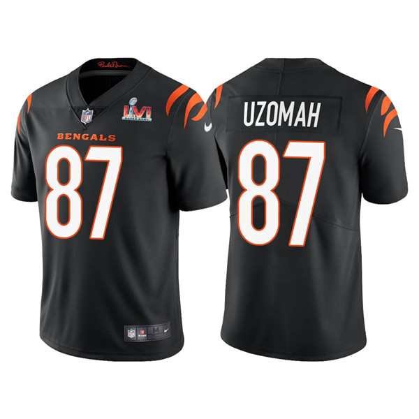 Men Cincinnati Bengals 87 C J  Uzomah 2022 Black Super Bowl LVI Vapor Limited Stitched Jersey