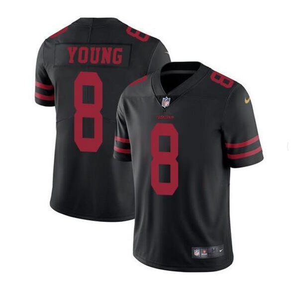 Men San Francisco 49ers 8 Steve Young Black Vapor Untouchable Limited Stitched Jersey