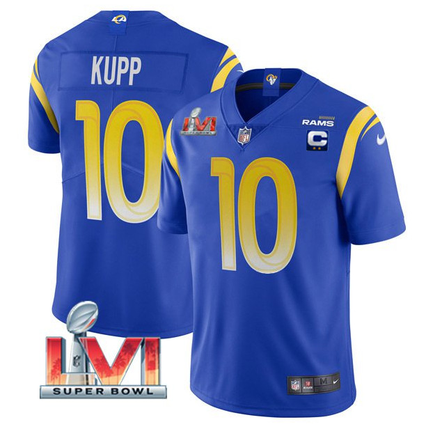 Youth Los Angeles Rams 10 Cooper Kupp Royal 2022 With C Patch Super Bowl LVI Vapor Untouchable Limit