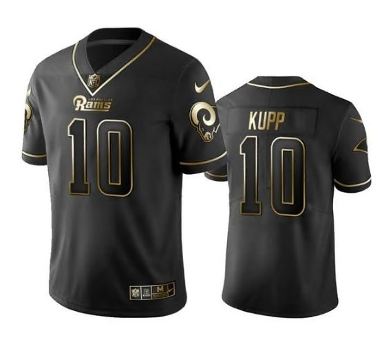 Men Los Angeles Rams 10 Cooper Kupp Black Golden Edition Limited Stitched Jersey