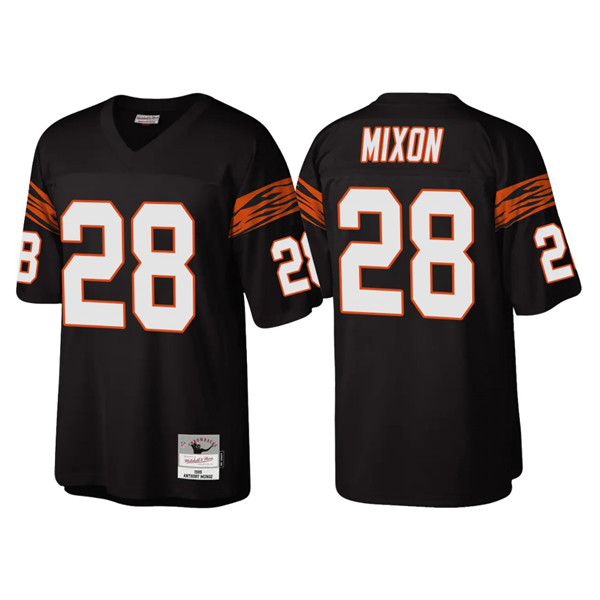 Men Cincinnati Bengals 28 Joe Mixon Black Throwback Legacy Stitched Jerse