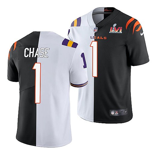 Men Cincinnati Bengals 1 Ja 27Marr Chase 2022 White Black Split 