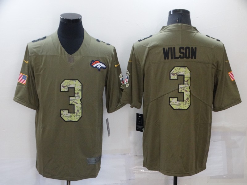 Men's Denver Broncos #3 Russell Wilson Olive With Camo 2017 Salute To Service Stitched NFL Nike Limi