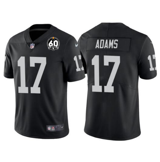 Men's Las Vegas Raiders #17 Davante Adams Black With 60th Anniversary Patch Vapor Limited Stitched J