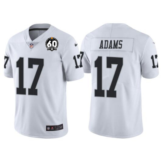 Men's Las Vegas Raiders #17 Davante Adams White With 60th Anniversary Patch Vapor Limited Stitched J