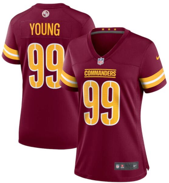 Women Washington Commanders 99 Chase Young 2022 Burgundy Vapor Limited Stitched Jersey