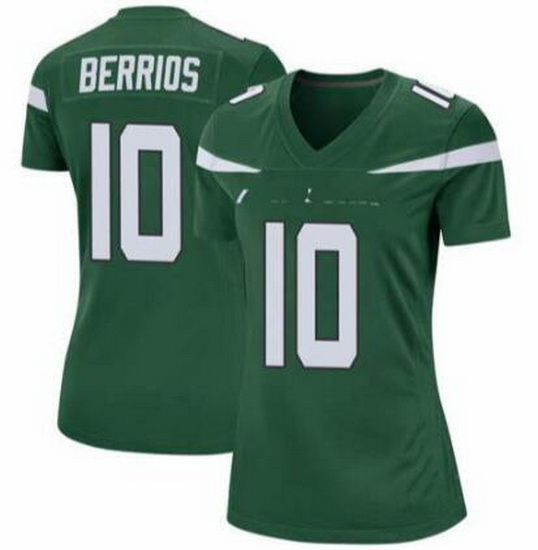 Women New York Jets Braxton Berrios #10 Green Vapor Limited Stitched Football Jersey