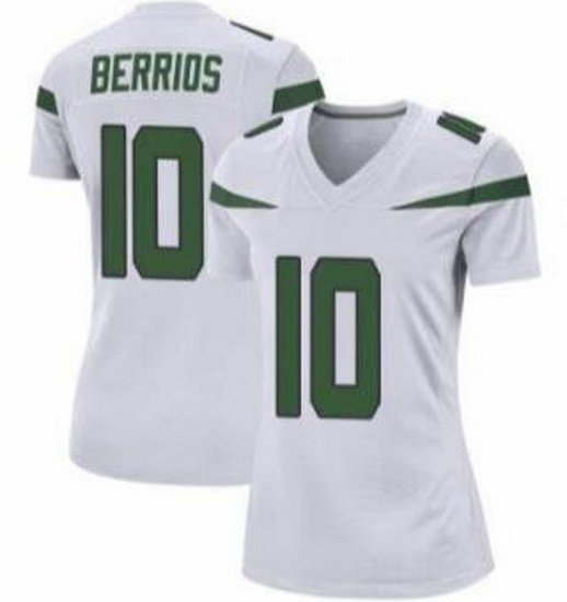 Women New York Jets Braxton Berrios #10 White Vapor Limited Stitched Football Jersey