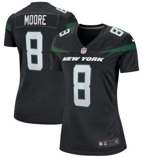 Women New York Jets Elijah Moore #8 Black Vapor Limited Stitched Football Jersey