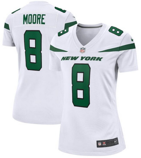 Women New York Jets Elijah Moore #8 White Vapor Limited Stitched Football Jersey