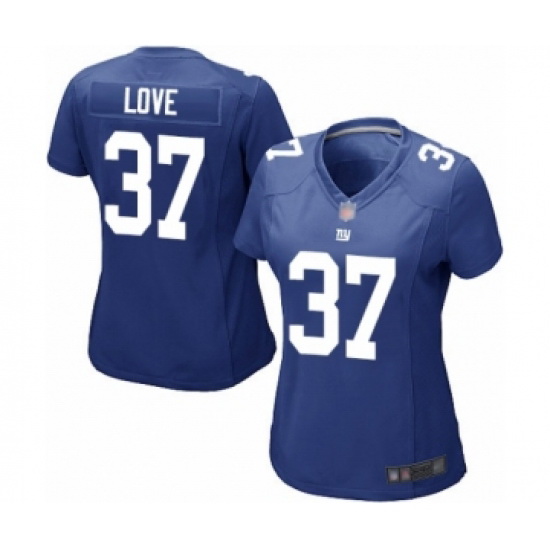 Women York Giants #37 Julian Love Blue Vapor Untouchable Limited