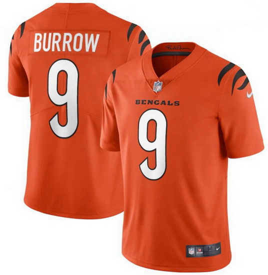 Youth Nike Cincinnati Bengals 9 Joe Burrow Orange Vapor Limited Jersey