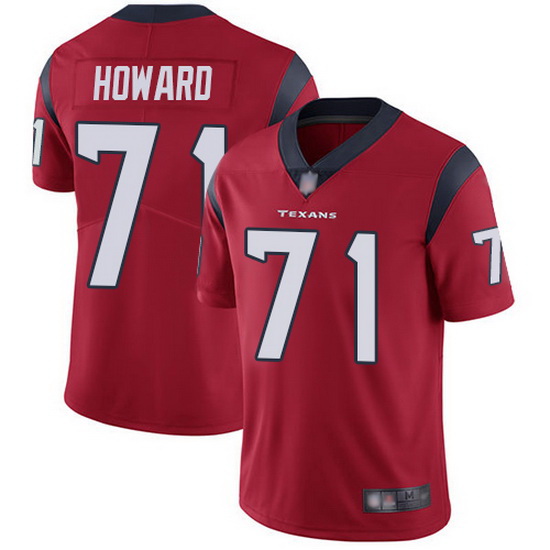 Youth Texans 71 Tytus Howard Red Stitched Football Vapor Untouchable Limited Jersey