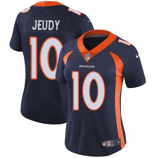 Women's Denver Broncos #10 Jerry Jeudy Navy Blue Alternate Stitc