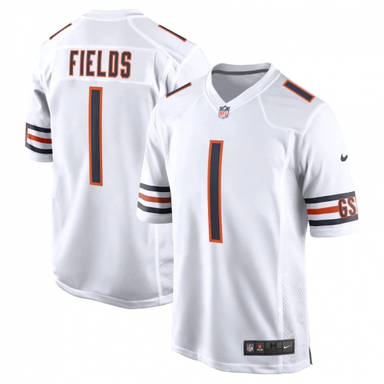 Youth Chicago Bears #1 Justin Fields Nike White 2021 NFL Draft F