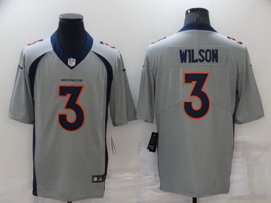 Men Denver Broncos 3 Russell Wilson Grey Stitched jersey