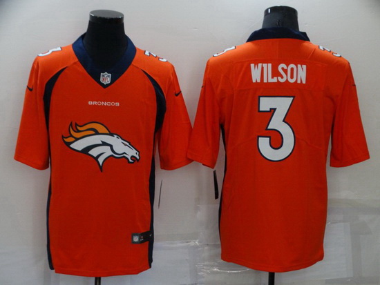 Men Denver Broncos 3 Russell Wilson Orange Team Big Logo Limited Stitched jersey