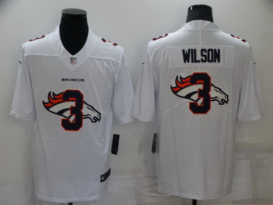 Men Denver Broncos 3 Russell Wilson White Shadow Logo Limited Stitched jersey