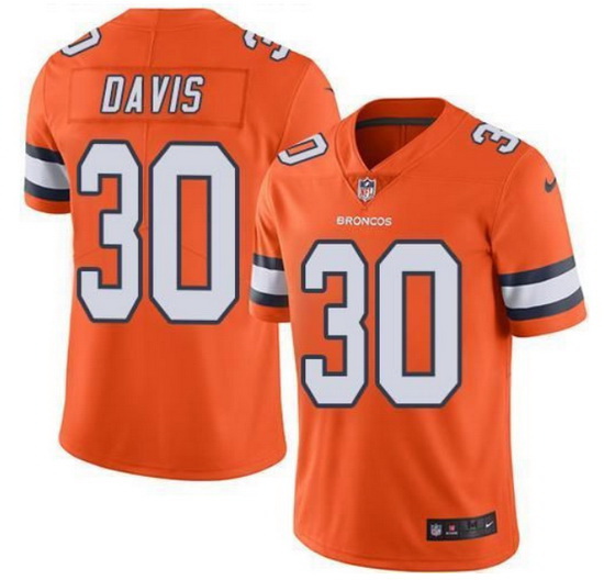 Men Denver Broncos 30 Terrell Davis Orange Vapor Untouchable Limited NFL Jersey