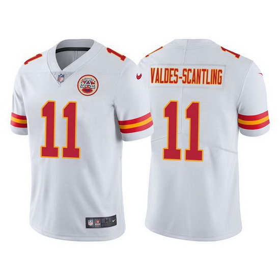 Men Kansas City Chiefs 11 Marquez Valdes Scantling White Vapor Untouchable Limited Stitched Football