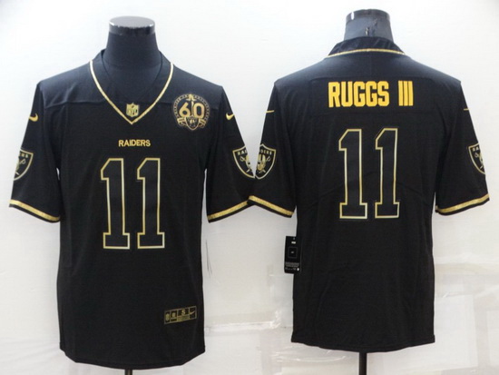 Men Las Vegas Raiders 11 Henry Ruggs III Black Gold With 60th Anniversary Patch Vapor Limited Stitch