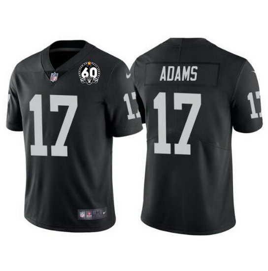 Men Las Vegas Raiders 17 Davante Adams Black With 60th Anniversary Patch Vapor Limited Stitched jers