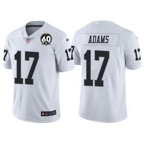 Men Las Vegas Raiders 17 Davante Adams White With 60th Anniversary Patch Vapor Limited Stitched jers