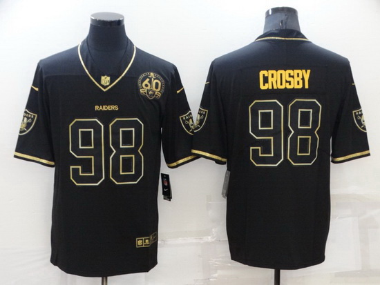 Men Las Vegas Raiders 98 Maxx Crosby Black Gold With 60th Annive