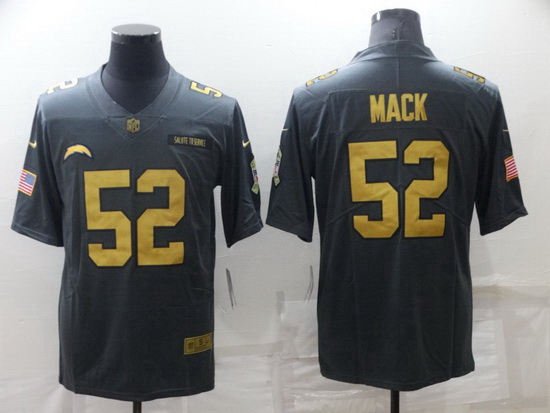 Men Los Angeles Chargers 52 Khalil Mack Grey Gold Salute To Service Limited Stitched jersey