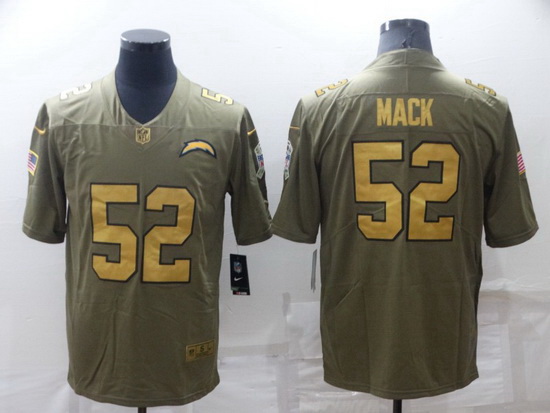 Men Los Angeles Chargers 52 Khalil Mack Olive Gold Salute To Service Limited Stitched jersey