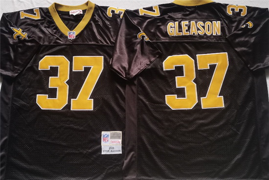 Men New Orleans Saints 37 GLEASON Black Stitched Jersey 38