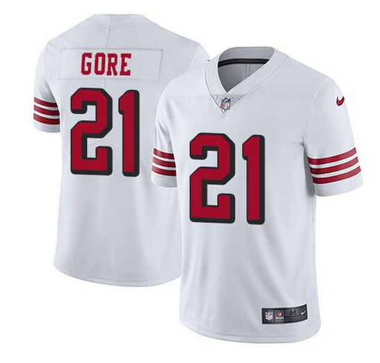 Men San Francisco 49ers 21 Frank Gore White Stitched jersey