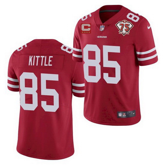 Men San Francisco 49ers 85 George Kittle 2021 Red With C Patch 75th Anniversary Vapor Untouchable Li