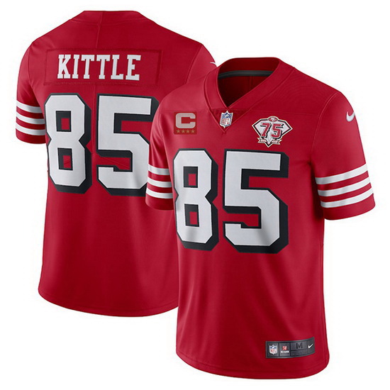 Men San Francisco 49ers 85 George Kittle 2021 Red With C Patch 75th Anniversary Vapor Untouchable Li